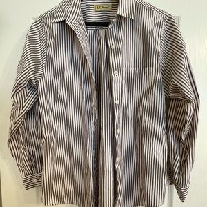L.L. Bean Brown and White Striped Shirt